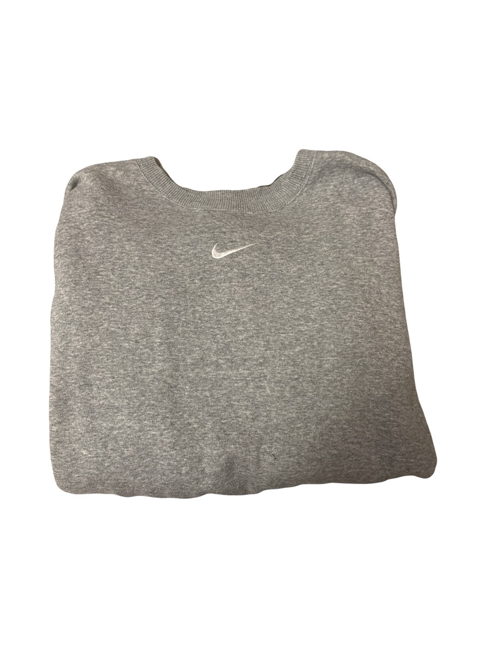 Nike Men’s Heather Gray Crewneck Sweatshirt with White Swoosh